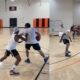 liangelo and lamelo ball training with streetball legend bone collector in california gym