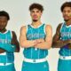 lamelo ball terry rozier kelly oubre pose for media day