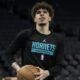 LaMelo focues on a shot