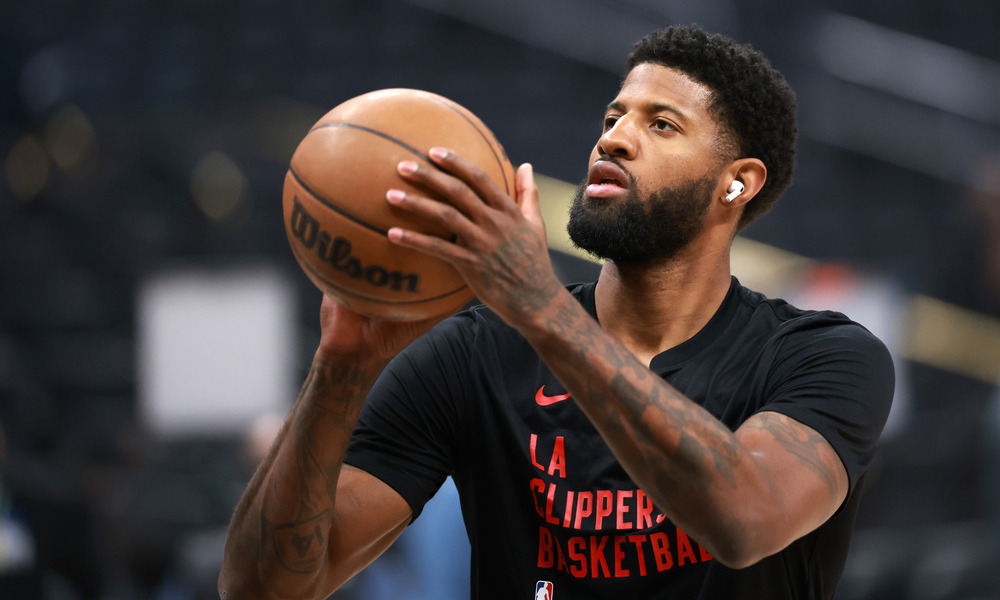 Paul George shoots a jumpshot during pregame warmups.