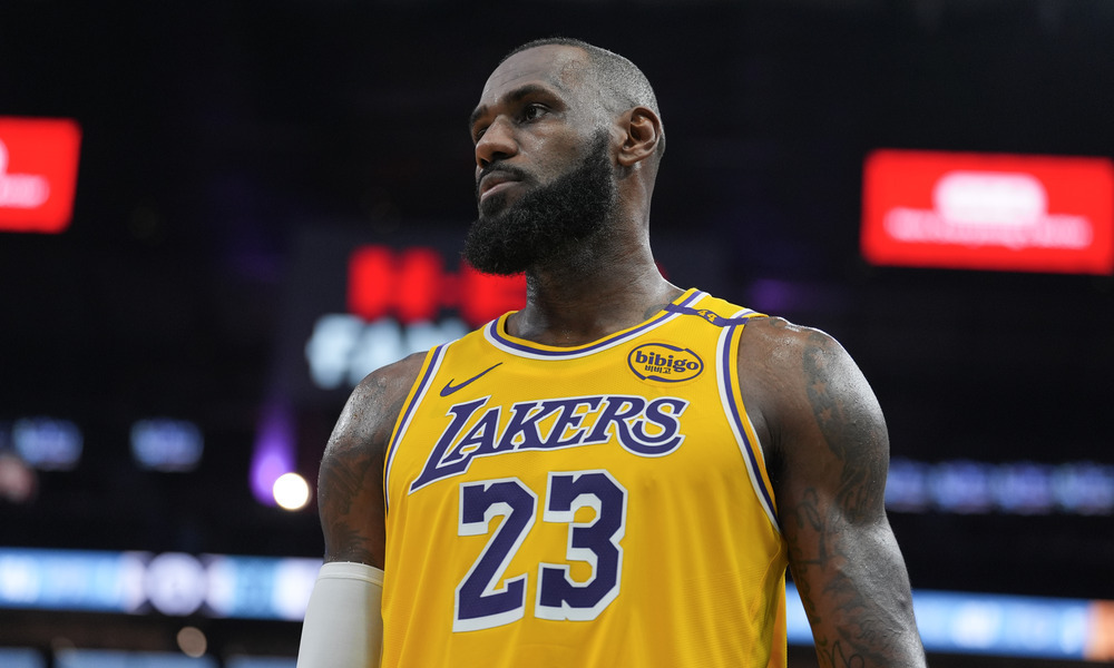 A closeup shot of LeBron James during Wednesday night's game
