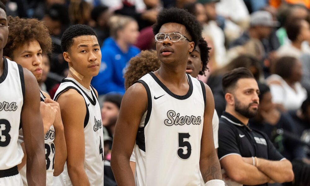 Bryce James, son of LeBron James, on the court for Sierra Canyon High School in 2024 season.