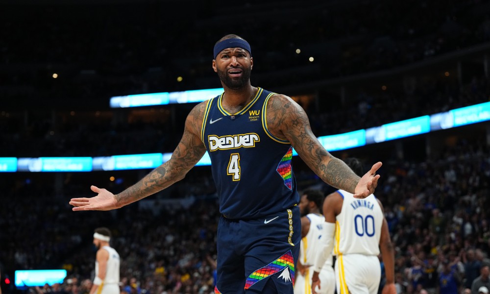 DeMarcus Cousins argues during a game.