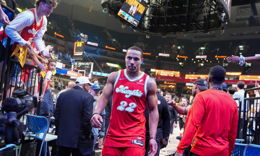 Desmond Bane walks to locker room after game