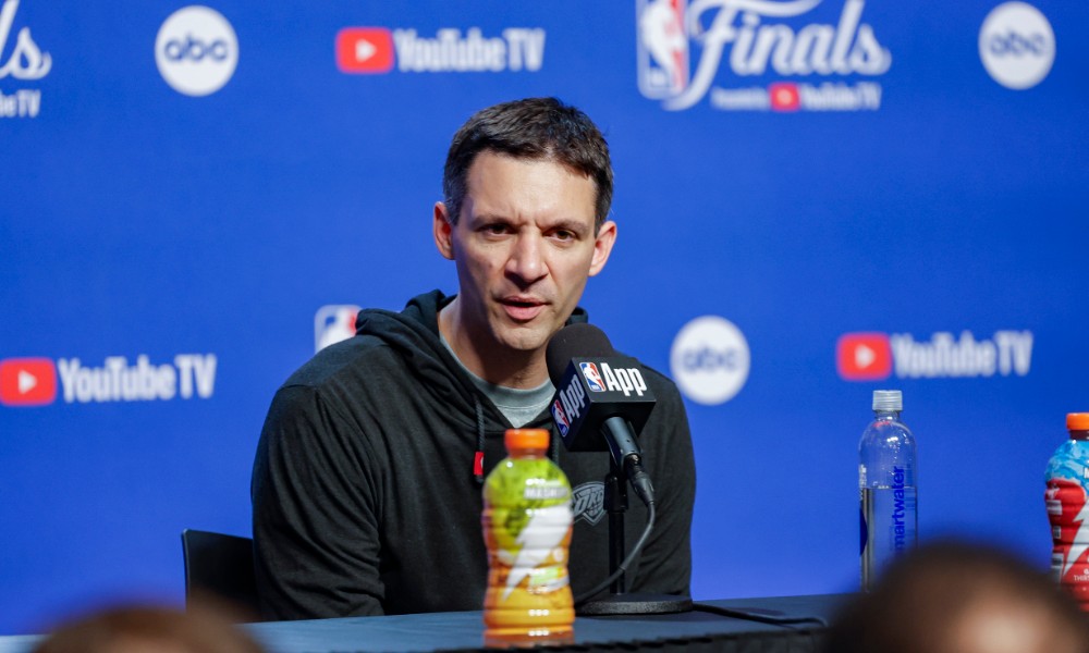 Thunder coach Mark Daigneault speaks after Game 1