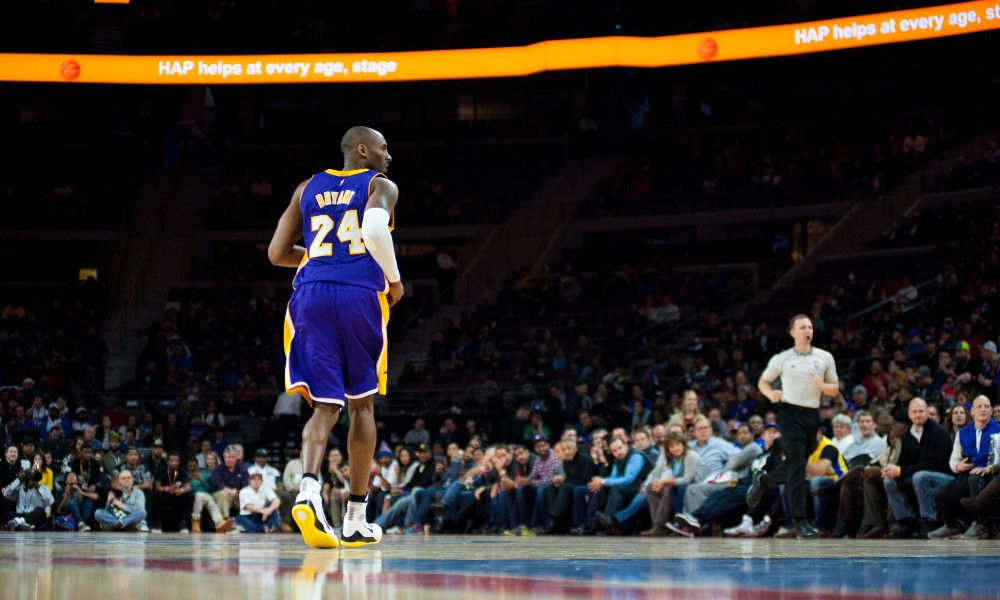 Kobe Bryant runs back on defense