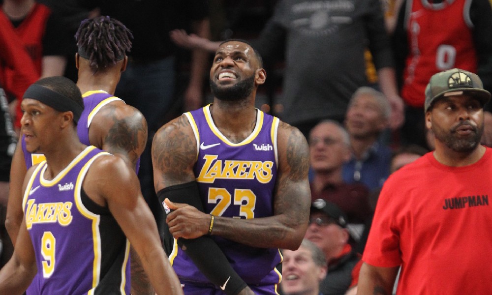 LeBron James looks upset