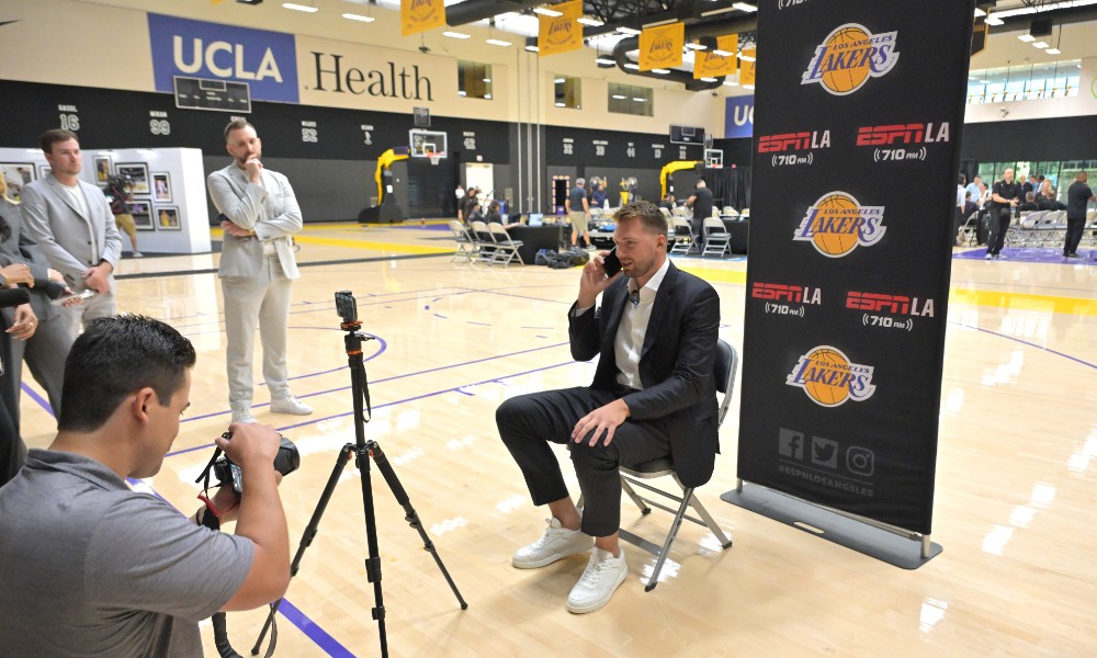 Luka Doncic on phone