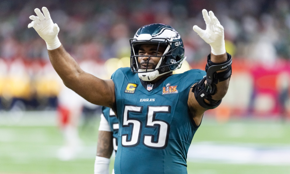 Brandon Grahams celebrates after a play during Super Bowl LII.