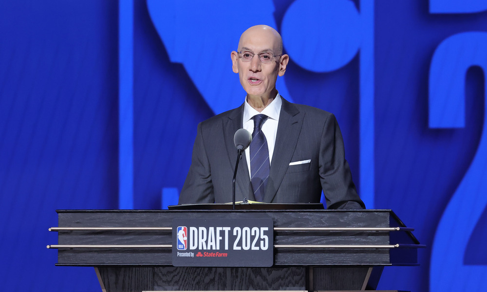 Closeup shot of NBA commissioner Adam Silver.