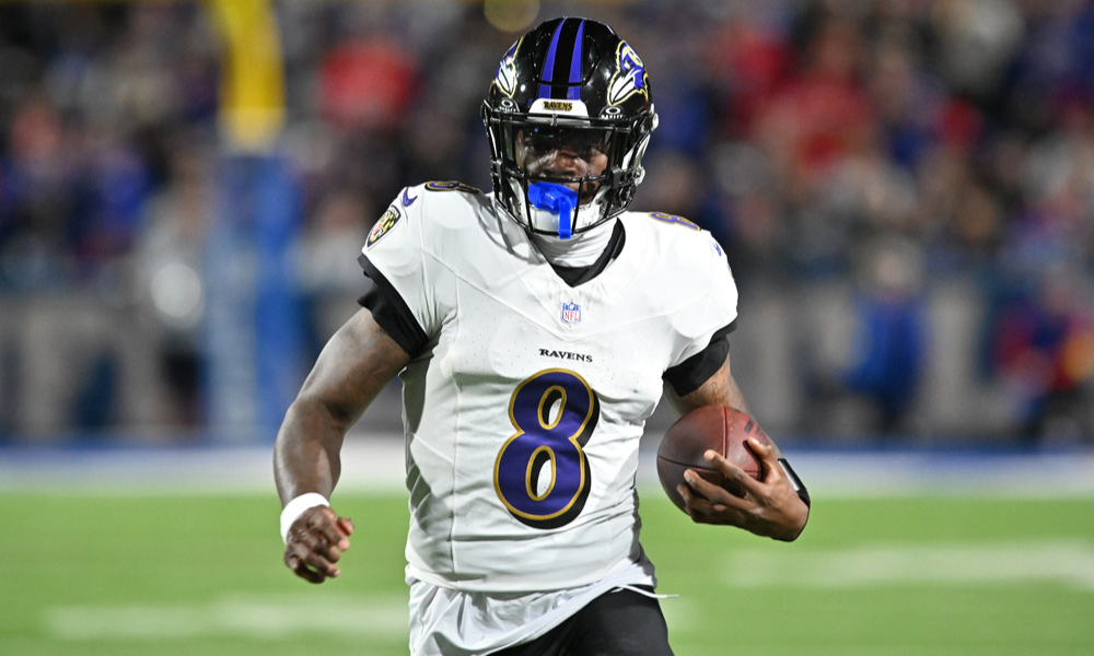 Closeup shot of Ravens QB Lamar Jackson.