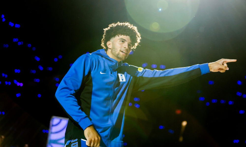 Closeup shot of Duke Blue Devils freshman Cameron Boozer.
