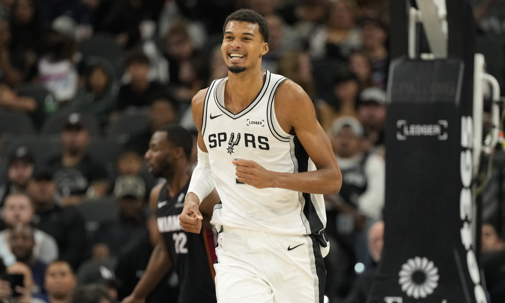 Closeup shot of San Antonio Spurs star Victor Wembanyama.