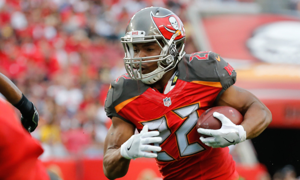 Closeup shot of former Tampa Bay Buccaneers runningback Doug Martin.