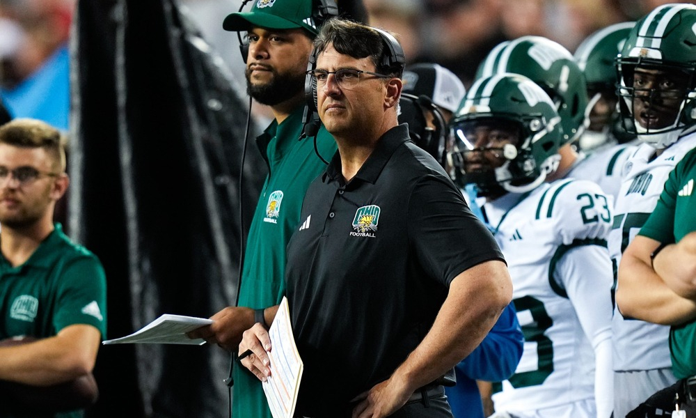 Closeup shot of ex-Ohio head coach Brian Smith.