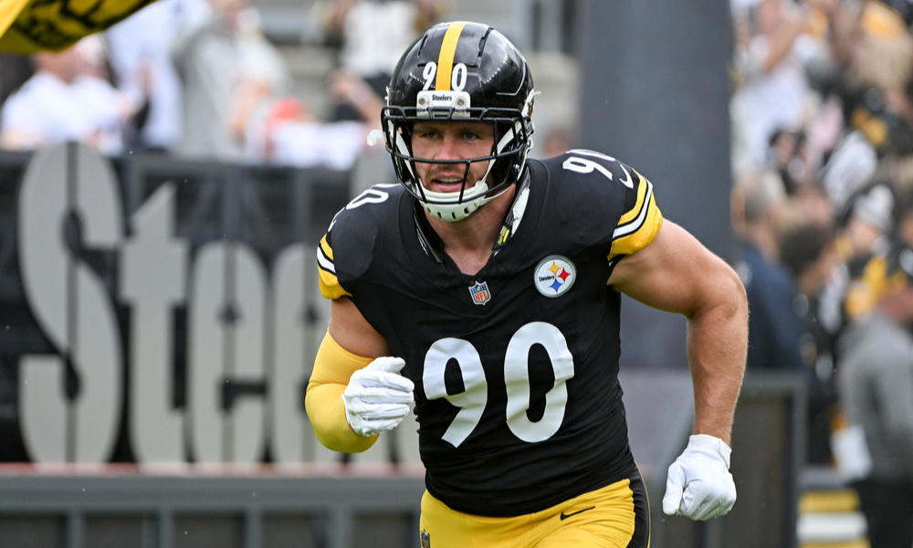 Closeup shot of Pittsburgh Steelers linebacker T.J. Watt.