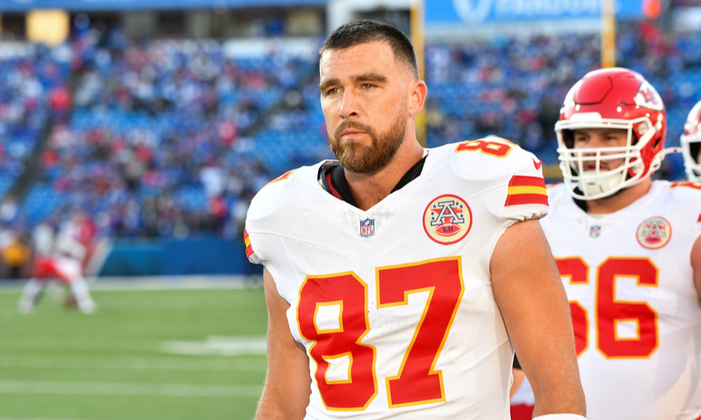 Closeup shot of Kansa City Chiefs tight end Travis Kelce.