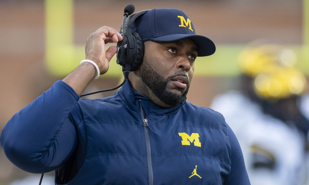 Closeup shot of ex-Michigan head coach Sherrone Moore.