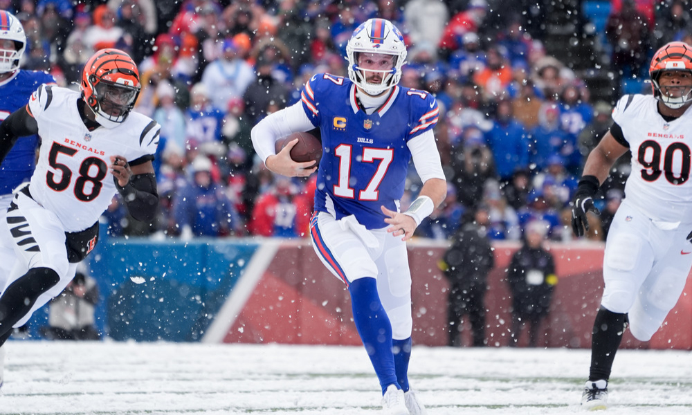 Closeup shot of Buffalo Bills Qb Josh Allen.
