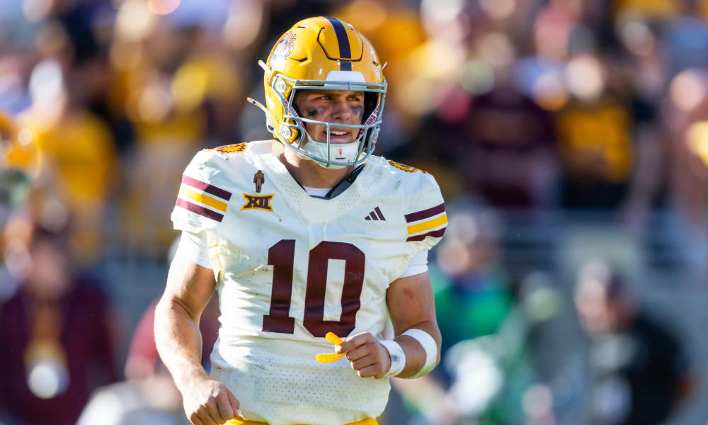 Closeup shot of former Arizona State quarterback Sam Leavitt.