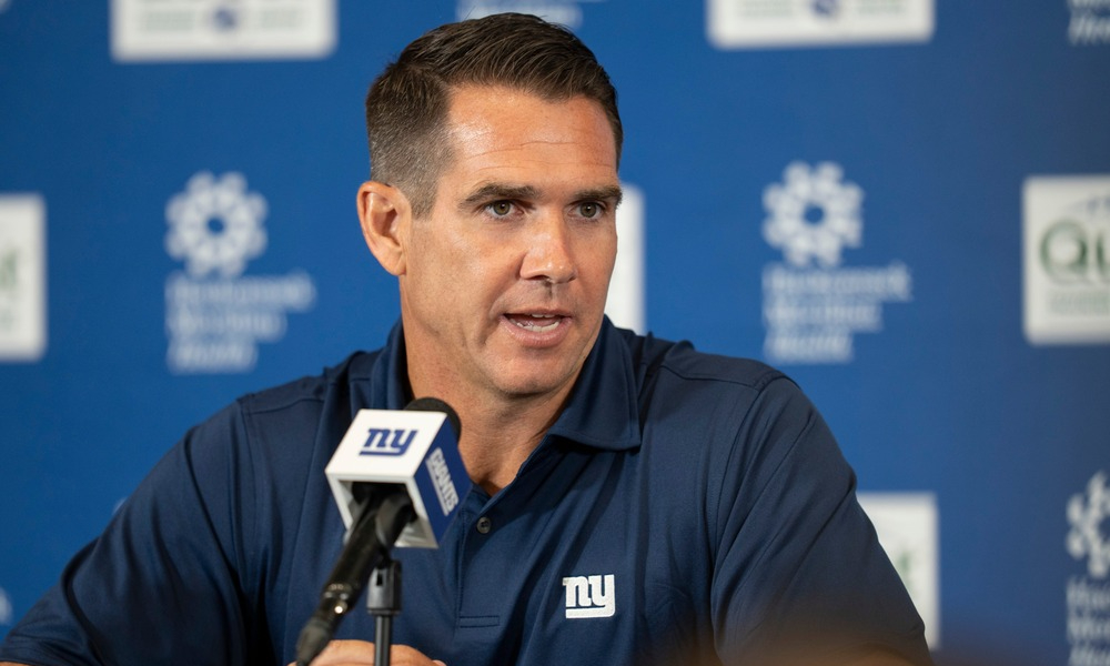 Closeup shot of New York Giants general manager Joe Schoen.