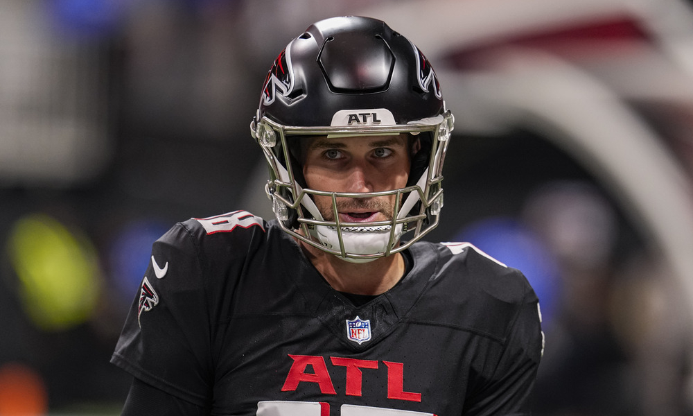 Closeup shot of Atlanta Falcons quarterback Kirk Cousins.