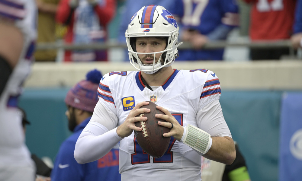 Closeup shot of Buffalo Bills quarterback Josh Allen.