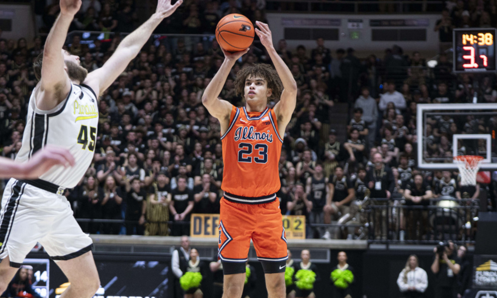 Closeup shot of Illinois guard Keaton Wagler.