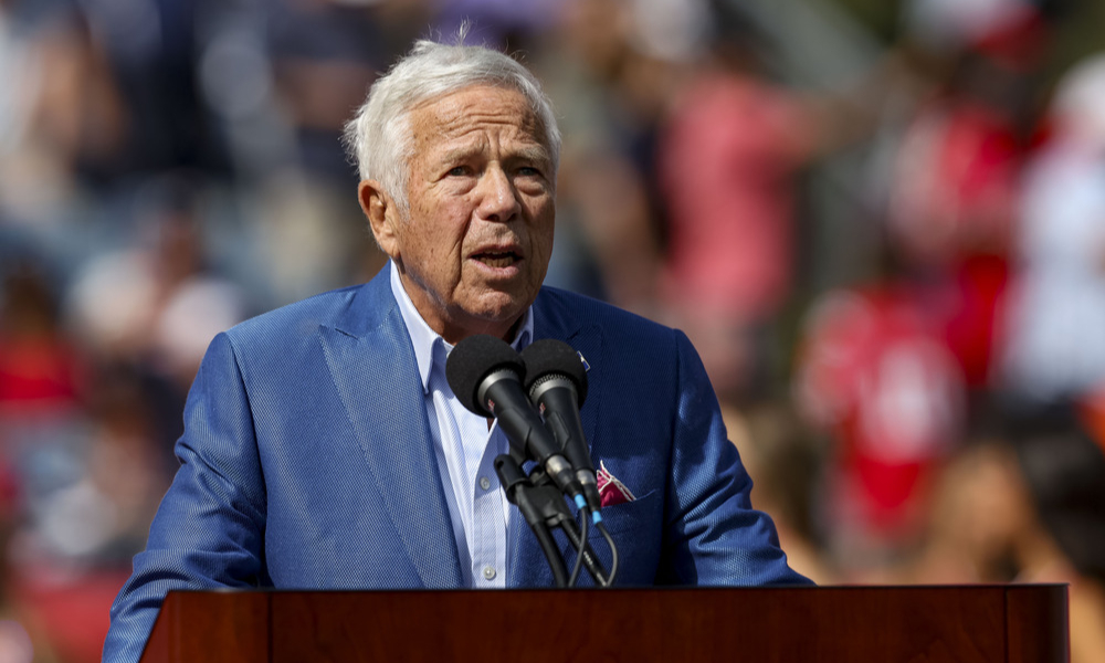 Closeup shot of New England Patriots owner Robert Kraft.