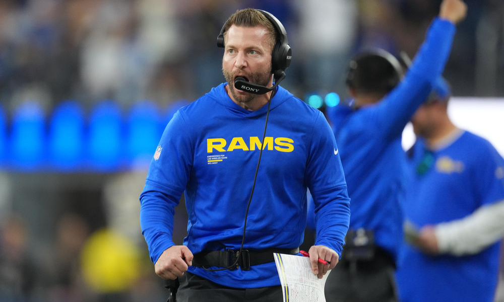 Closeup shot of Los Angeles Rams head coach Sean McVay.