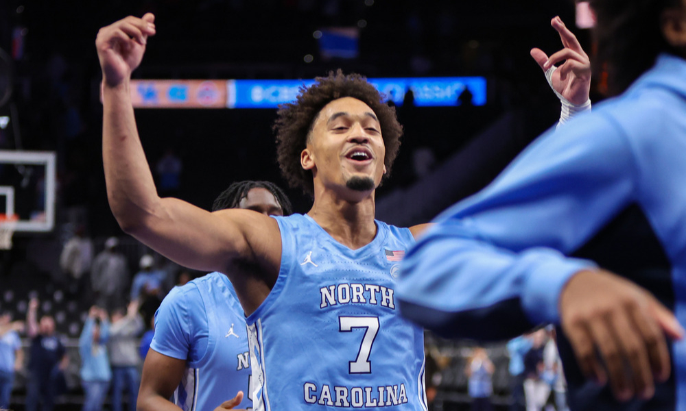 Closeup shot of UNC Tar Heels guard Seth Trimble.