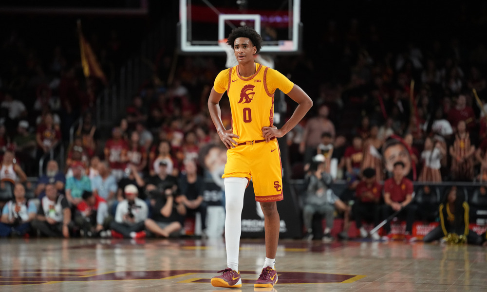 Closeup shot of USC Trojans guard Alijah Arenas.
