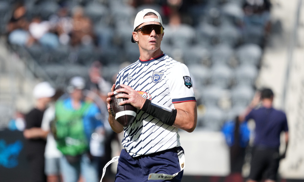 Closeup shot of former NFL quarterback Tom Brady.