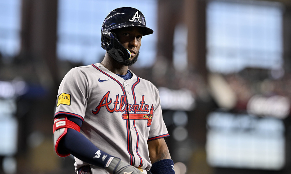 Closeup shot of Braves designated hitter Jurickson Profar.