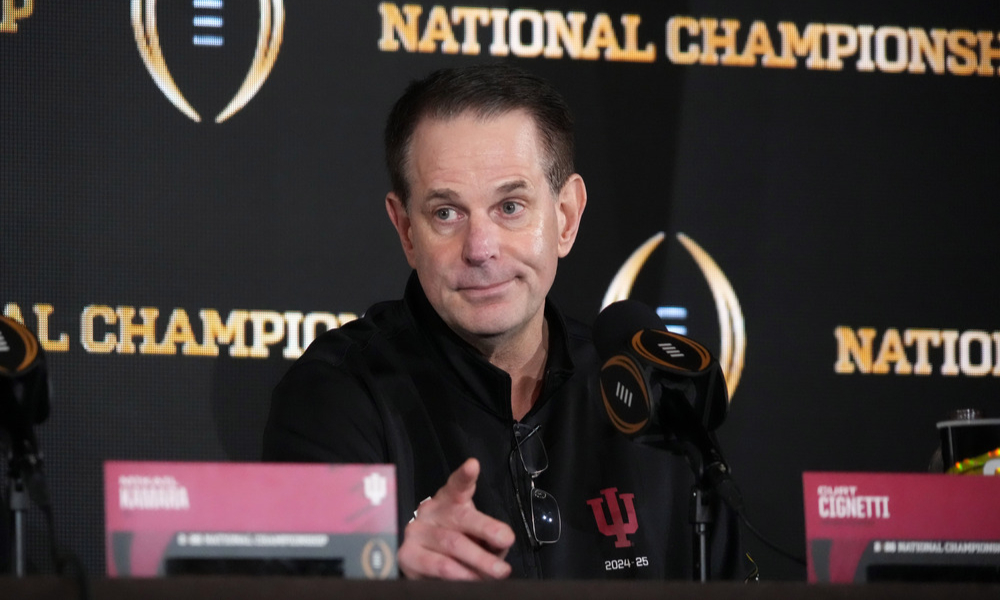 Closeup shot of Indiana Hoosiers head coach Curt Cignetti.
