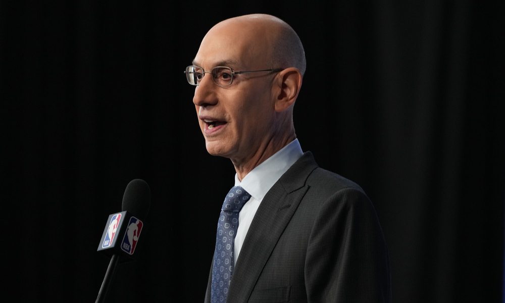 Closeup shot of NBA commissioner Adam Silver.
