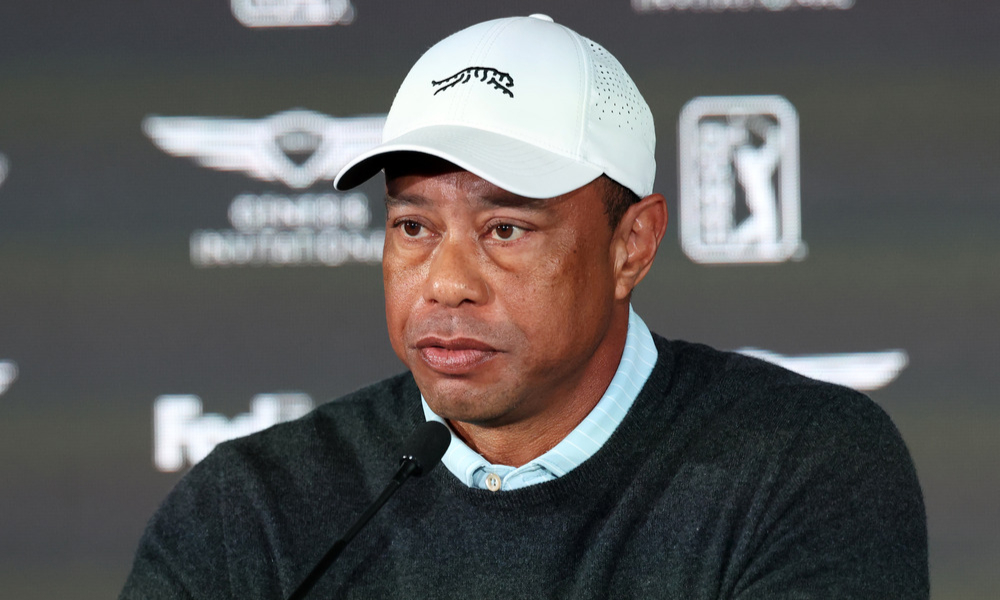 Closeup shot of PGA Gold star Tiger Woods.