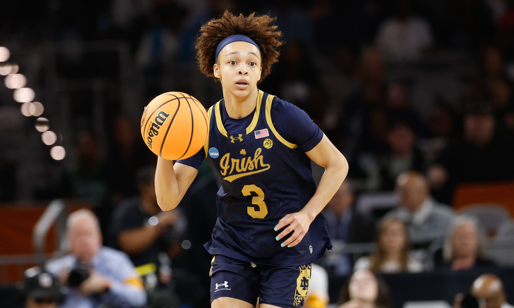 Closeup shot of Notre Dame guard Hannah Hidalgo.