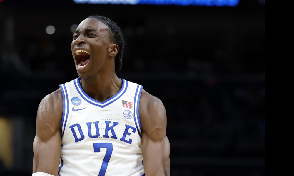 Closeup shot of Duke Blue Devils forward Dame Sarr.