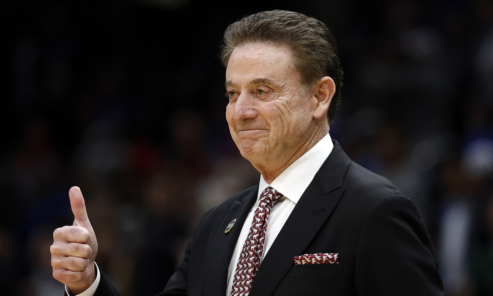Closeup shot of St. John's Red Storm head coach Rick Pitino.