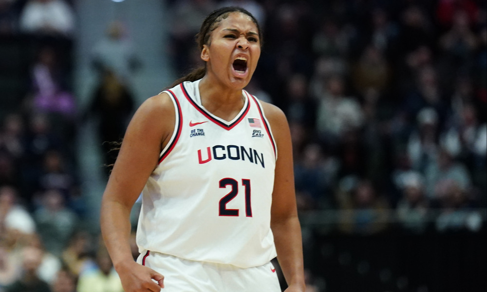 Closeup shot of UConn Huskies star Sarah Strong.