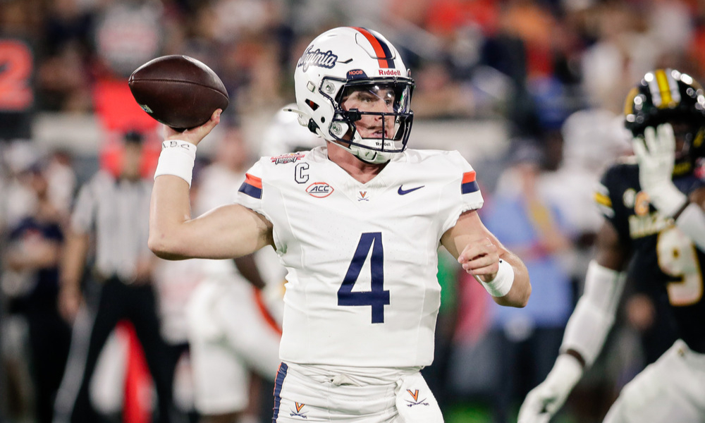 Closeup shot of former Virginia Cavaliers quarterback Chandler Morris.