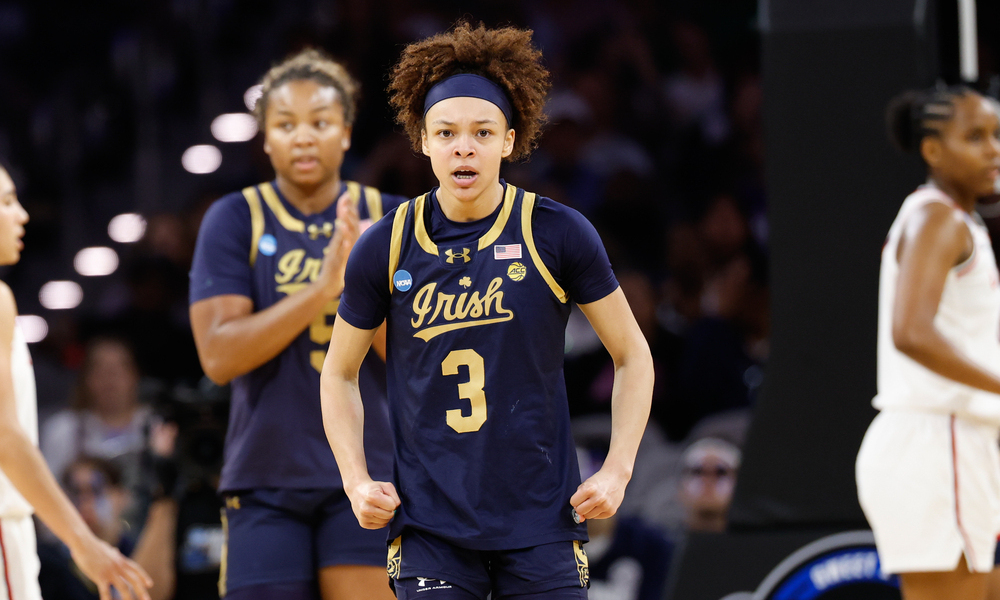 Closeup shot of Notre Dame guard Hannah Hidalgo.
