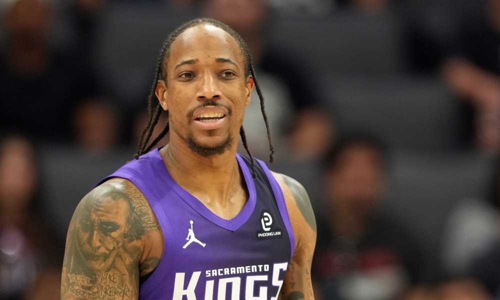 Sacramento Kings guard DeMar DeRozan (10) during the second quarter against the New Orleans Pelicans at Golden 1 Center. Mandatory Credit: Darren Yamashita-Imagn Images